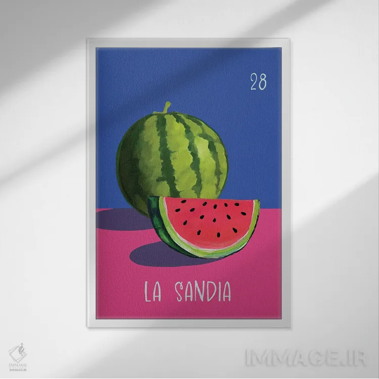 تابلو دکوراتیو لا سندیا: هندوانه اثر امانوئلا کاراتونی - نمای قابدار سفید