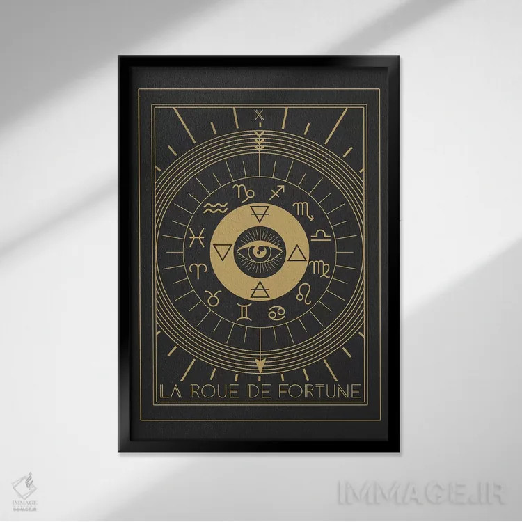 تابلو مدرن چرخ شانس اثر امانوئلا کاراتونی - نمای قابدار مشکی