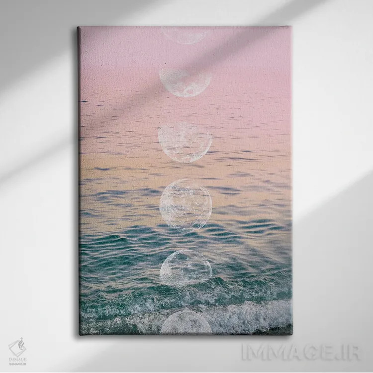 تابلو مدرن ساحل زمان ماه اثر امانوئلا کاراتونی - نمای روبهرو روی دیوار