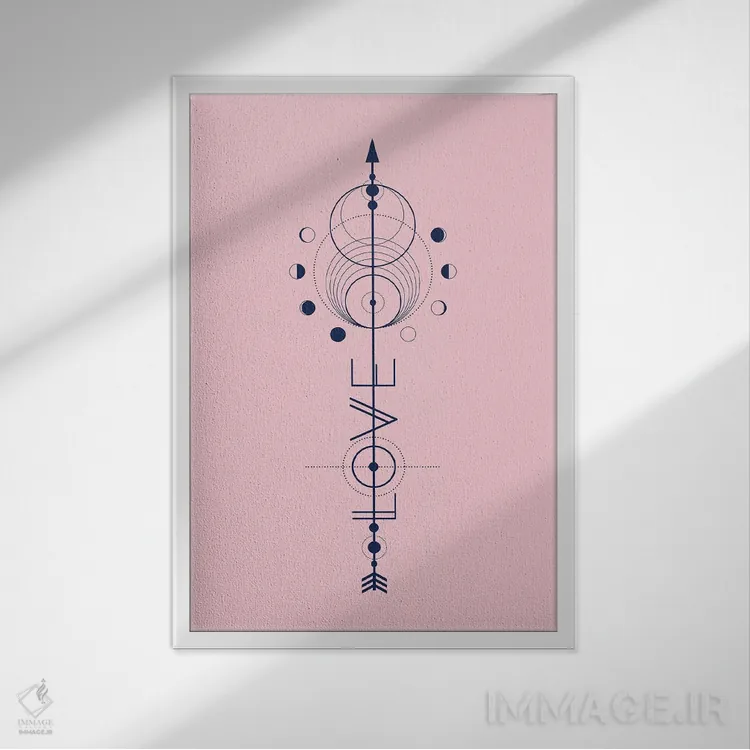 تابلو مدرن پیکان عشق اثر امانوئلا کاراتونی - نمای قابدار سفید