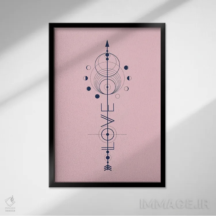 تابلو مدرن پیکان عشق اثر امانوئلا کاراتونی - نمای قابدار مشکی