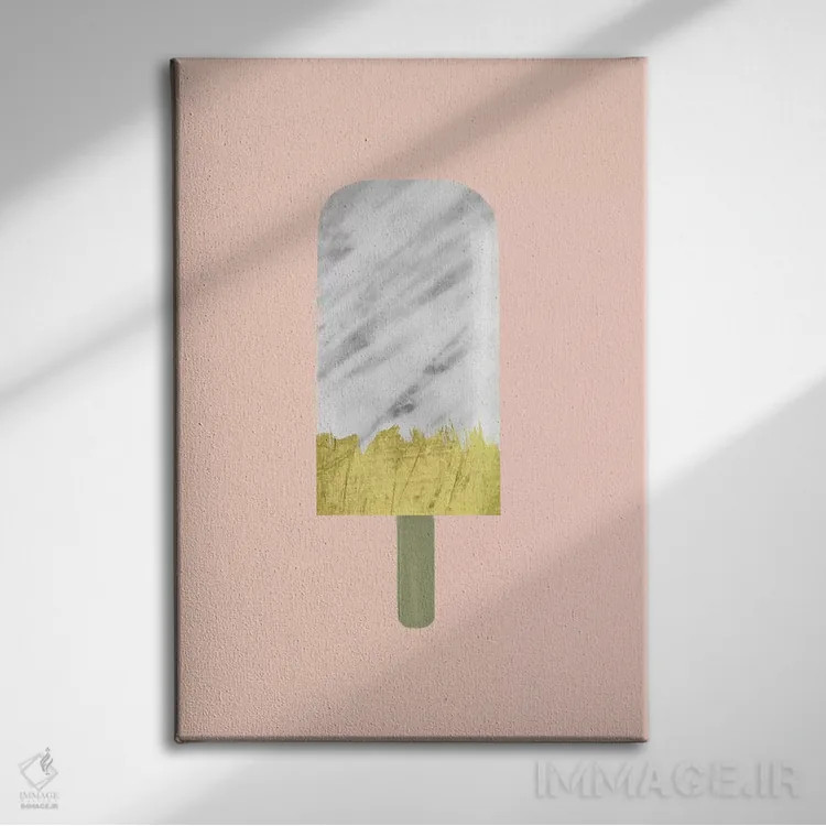 تابلو مینیمال پاپسیکل مرمر و طلایی اثر امانوئلا کاراتونی - نمای روبهرو روی دیوار