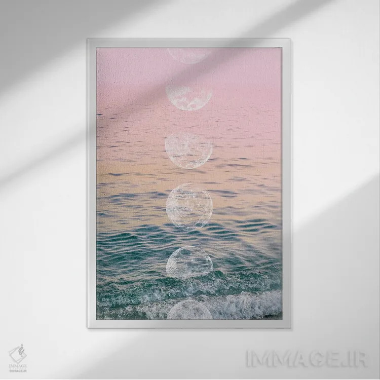 تابلو مدرن ساحل زمان ماه اثر امانوئلا کاراتونی - نمای قابدار سفید