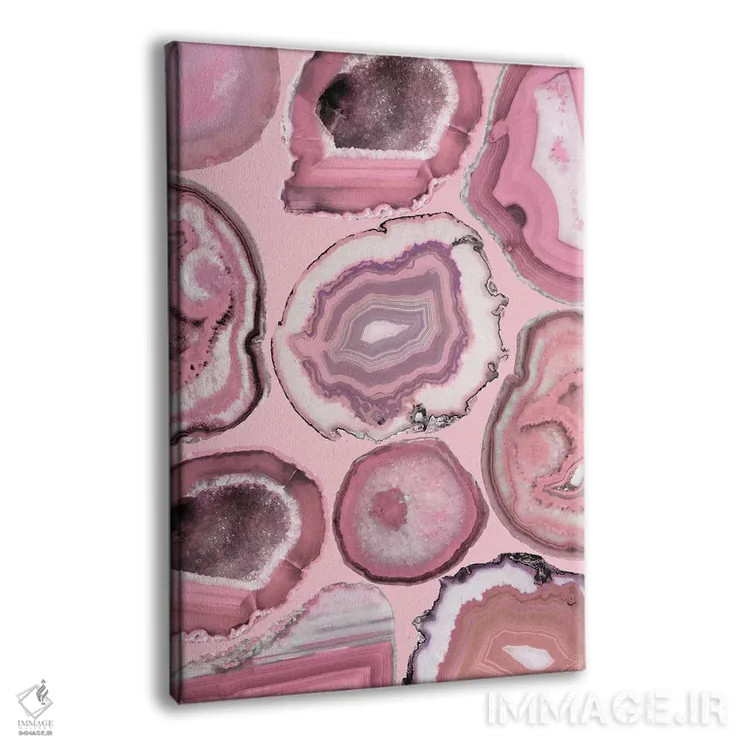 تابلو انتزاعی عقیق های صورتی اثر امانوئلا کاراتونی - نمای پرسپکتیو محصول