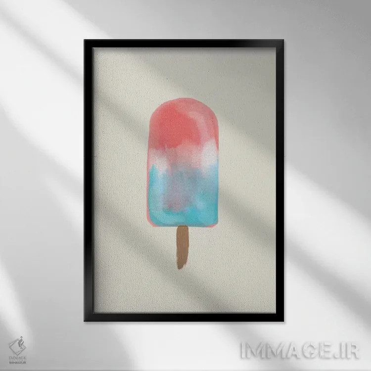 تابلو مینیمال پاپسیکل میهن پرستانه اثر امانوئلا کاراتونی - نمای قابدار مشکی