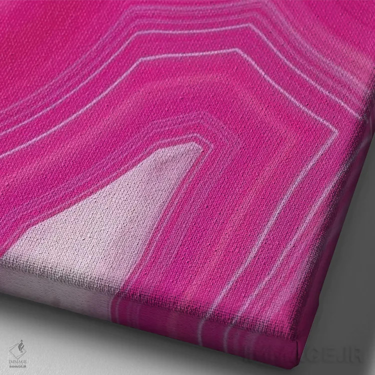 تابلو انتزاعی برش عقیق صورتی اثر امانوئلا کاراتونی - نمای نزدیک بافت بوم