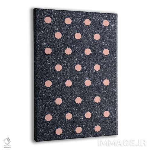 تابلو مینیمال نقاط صورتی روی پس زمینه براق اثر امانوئلا کاراتونی - نمای پرسپکتیو محصول