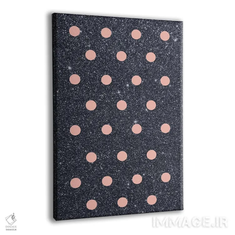 تابلو مینیمال نقاط صورتی روی پس زمینه براق اثر امانوئلا کاراتونی - نمای پرسپکتیو محصول