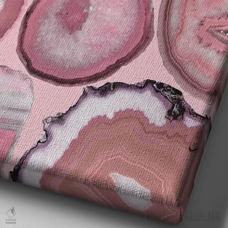 تابلو انتزاعی عقیق های صورتی اثر امانوئلا کاراتونی - نمای نزدیک بافت بوم