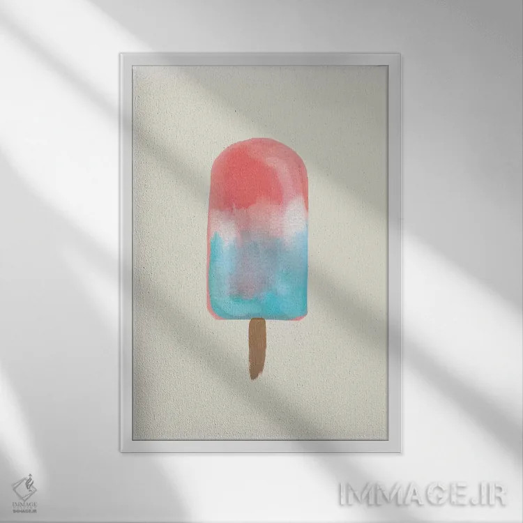 تابلو مینیمال پاپسیکل میهن پرستانه اثر امانوئلا کاراتونی - نمای قابدار سفید