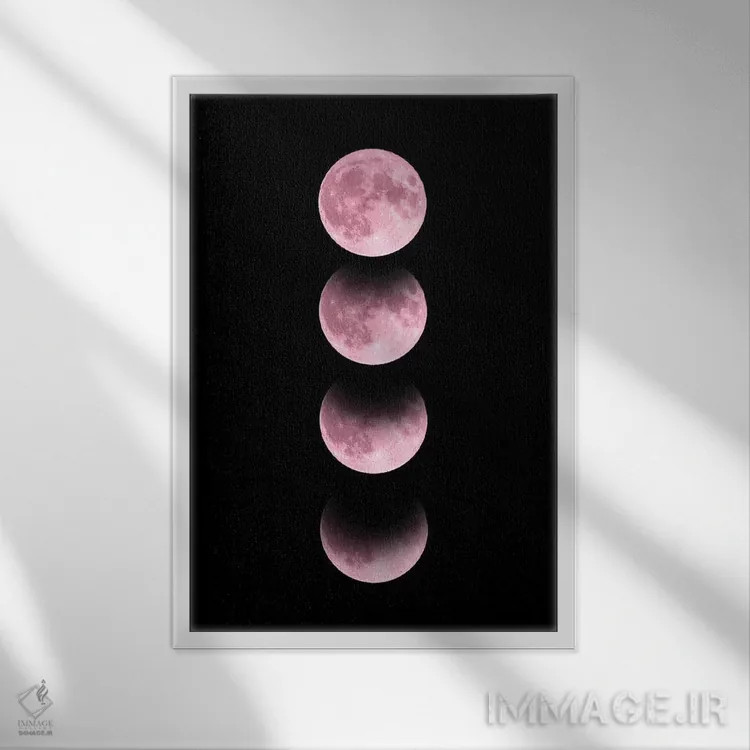تابلو مدرن ماه صورتی اثر امانوئلا کاراتونی - نمای قابدار سفید