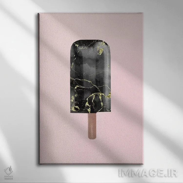 تابلو مینیمال پاپسیکل مرمر سیاه اثر امانوئلا کاراتونی - نمای روبهرو روی دیوار