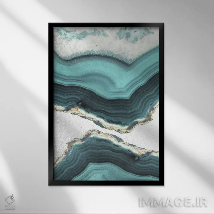 تابلو انتزاعی عقیق دریایی اثر امانوئلا کاراتونی - نمای قابدار مشکی