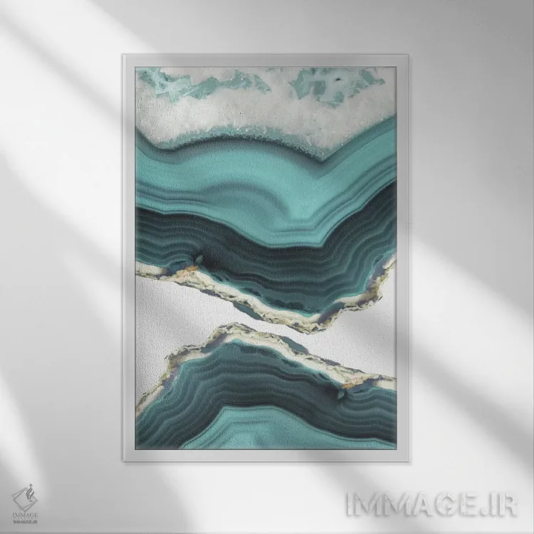 تابلو انتزاعی عقیق دریایی اثر امانوئلا کاراتونی - نمای قابدار سفید