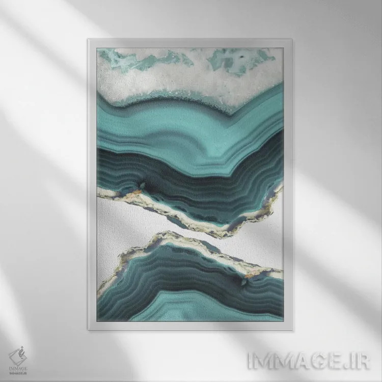 تابلو انتزاعی عقیق دریایی اثر امانوئلا کاراتونی - نمای قابدار سفید