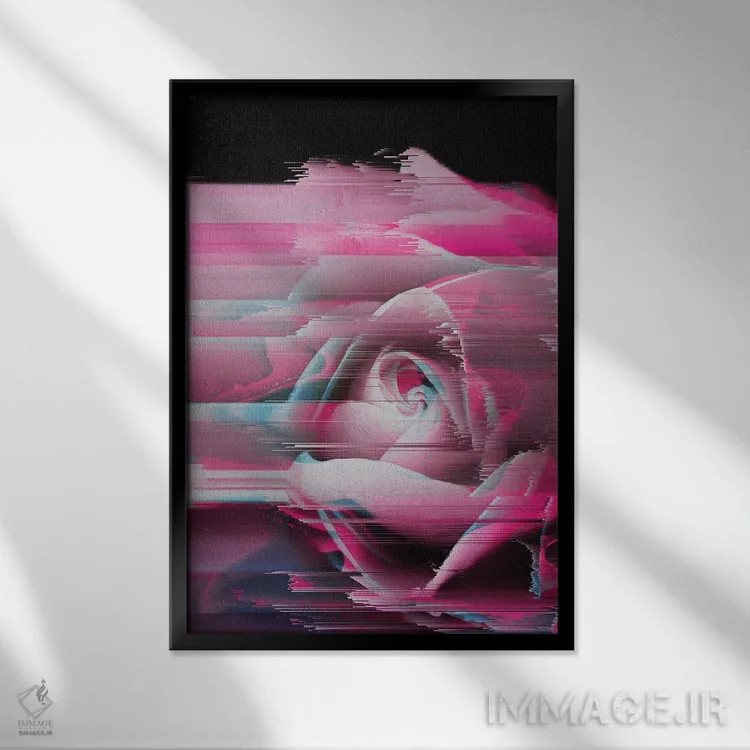 تابلو مدرن رزا روزه اثر امانوئلا کاراتونی - نمای قابدار مشکی