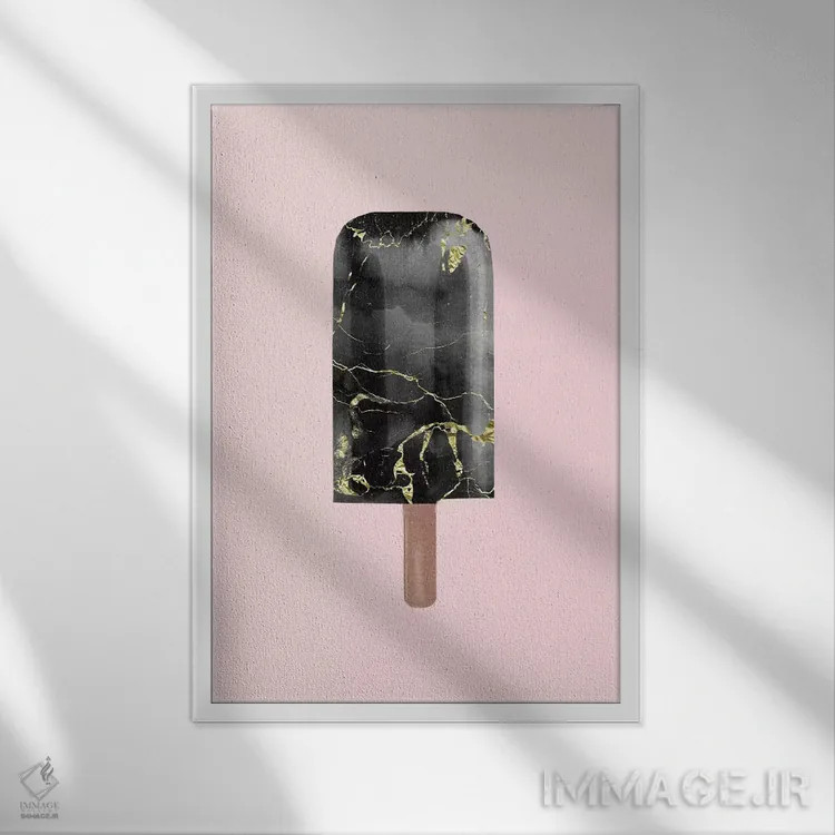 تابلو مینیمال پاپسیکل مرمر سیاه اثر امانوئلا کاراتونی - نمای قابدار سفید