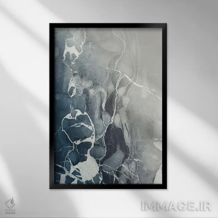 تابلو انتزاعی مرمر دریایی اثر امانوئلا کاراتونی - نمای قابدار مشکی