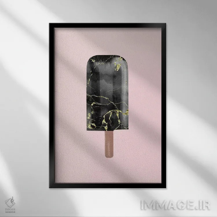 تابلو مینیمال پاپسیکل مرمر سیاه اثر امانوئلا کاراتونی - نمای قابدار مشکی