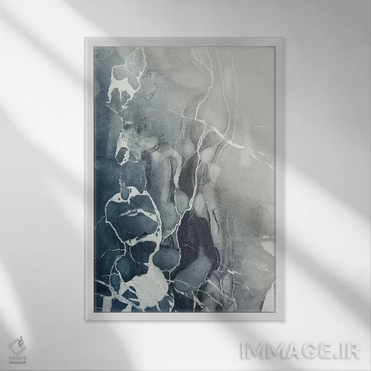 تابلو انتزاعی مرمر دریایی اثر امانوئلا کاراتونی - نمای قابدار سفید