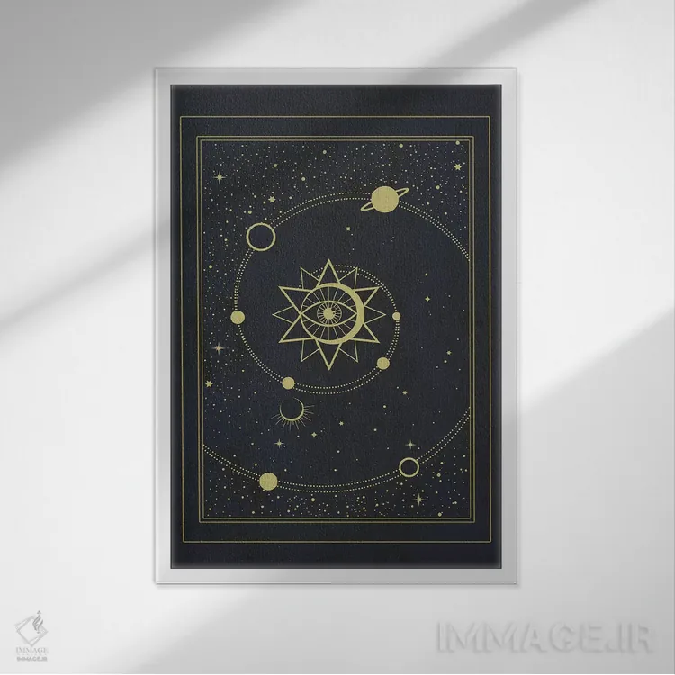 تابلو مدرن سامانه خورشیدی اثر امانوئلا کاراتونی - نمای قابدار سفید