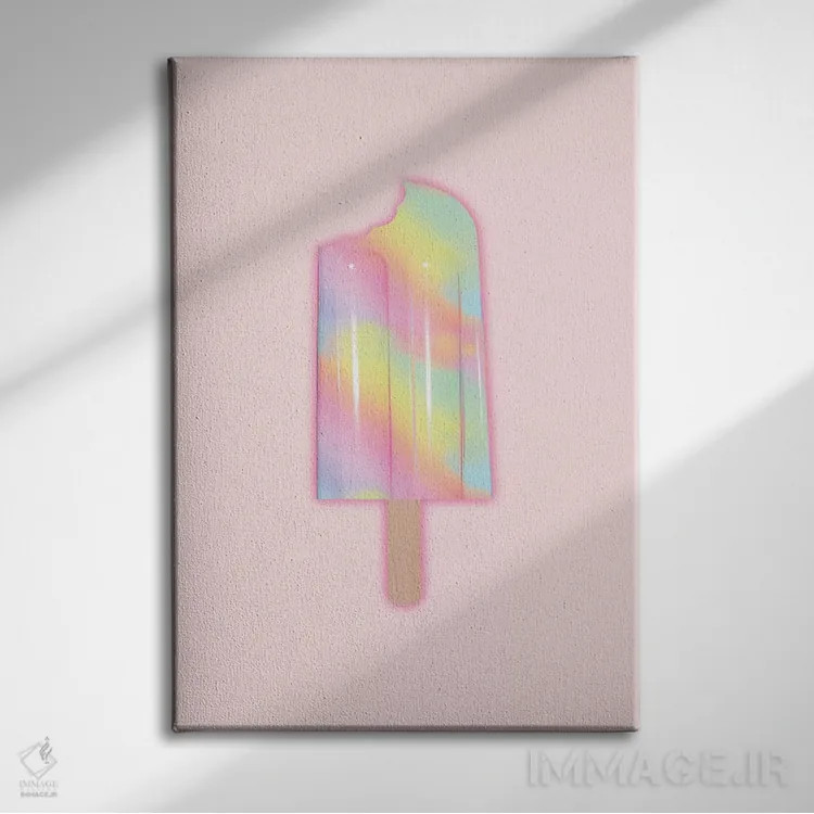 تابلو مینیمال پاپسیکل یونیکورن اثر امانوئلا کاراتونی - نمای روبهرو روی دیوار