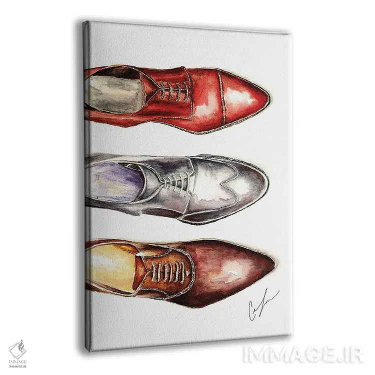 تابلو دکوراتیو سه کفش اثر کلر تامپسون - نمای پرسپکتیو محصول