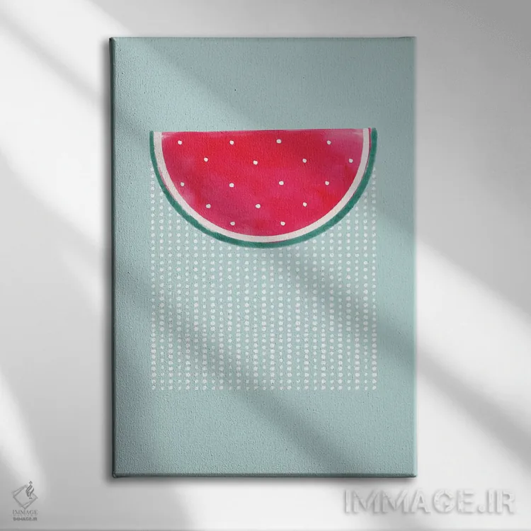 تابلو مینیمال باران هندوانه ای اثر امانوئلا کاراتونی - نمای روبهرو روی دیوار