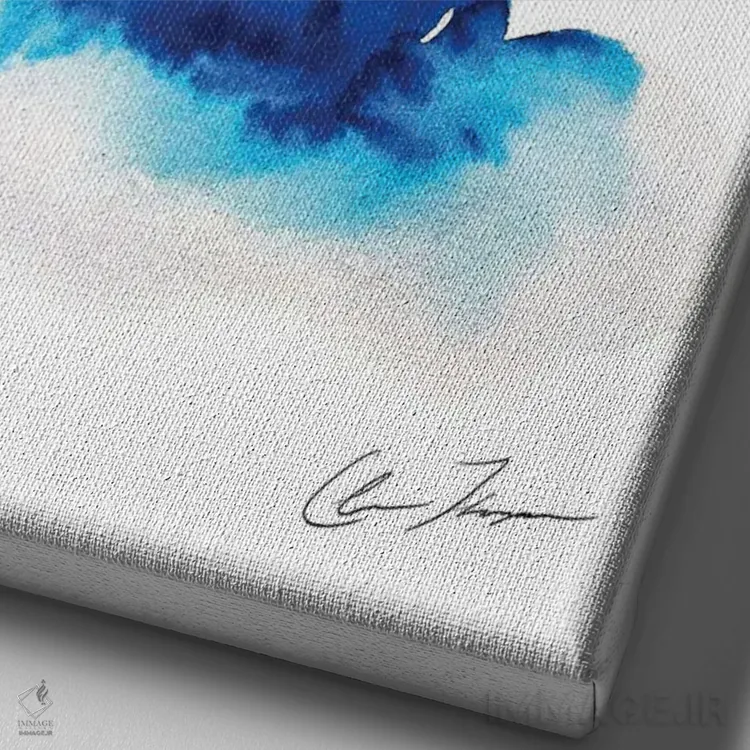 تابلو دکوراتیو دود آبی اثر کلر تامپسون - نمای نزدیک بافت بوم