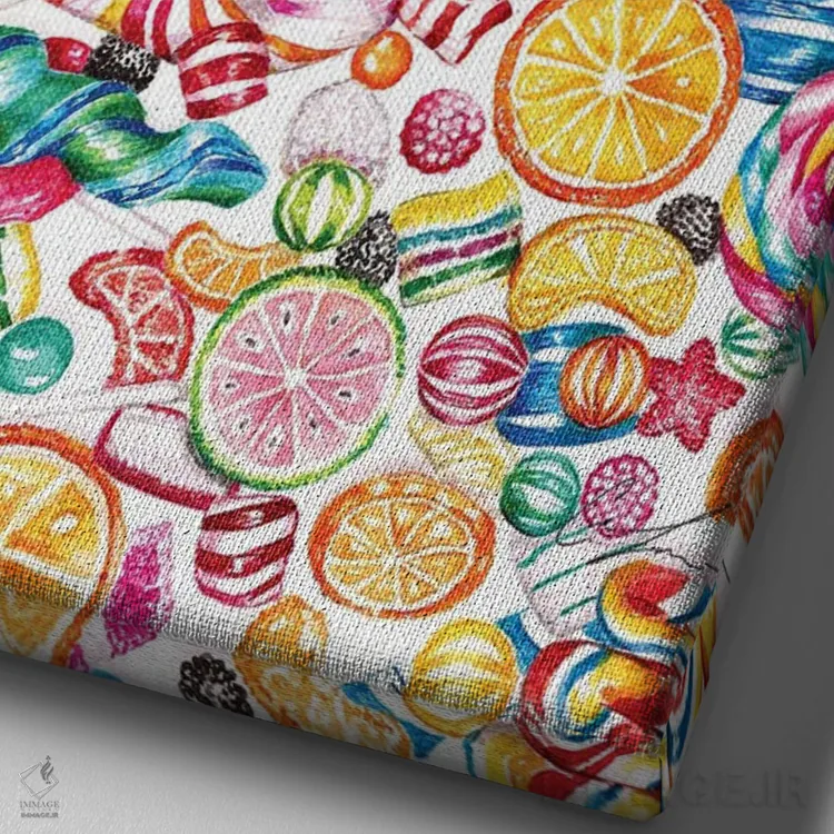 تابلو دکوراتیو آبنبات اثر کلر تامپسون - نمای نزدیک بافت بوم