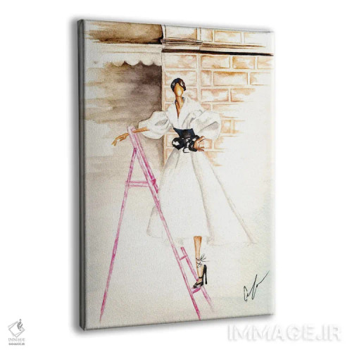 تابلو دکوراتیو نردبان صورتی اثر کلر تامپسون - نمای پرسپکتیو محصول