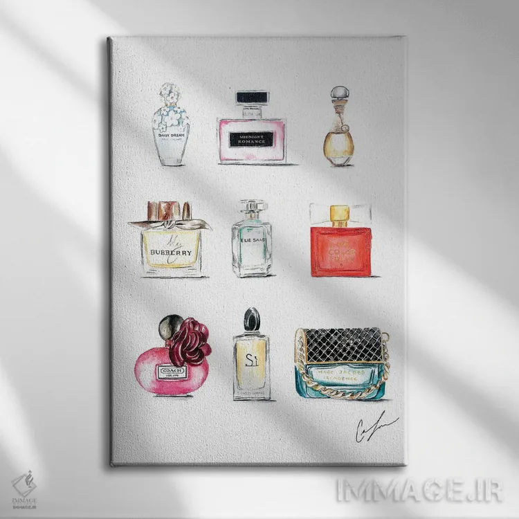تابلو دکوراتیو عطرها اثر کلر تامپسون - نمای روبهرو روی دیوار