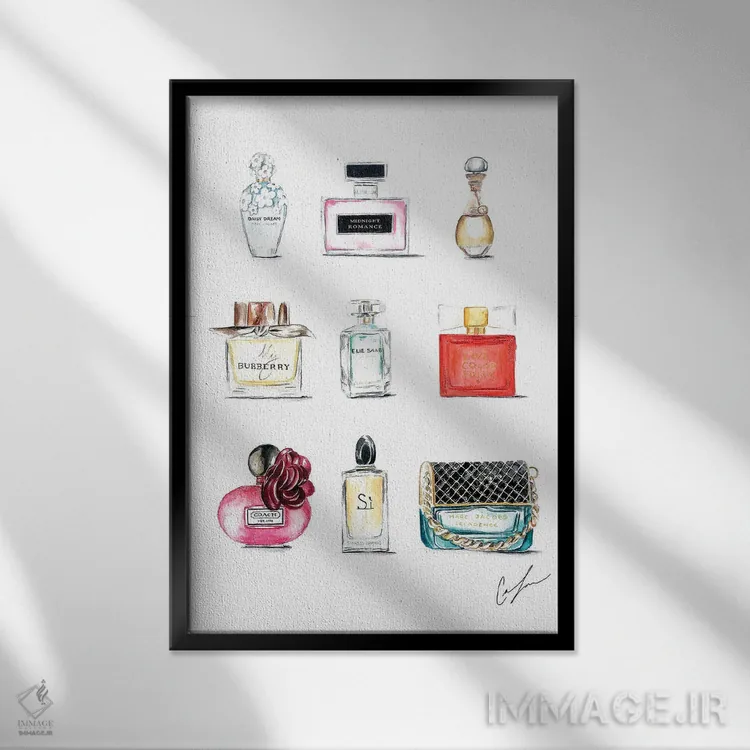 تابلو دکوراتیو عطرها اثر کلر تامپسون - نمای قابدار مشکی