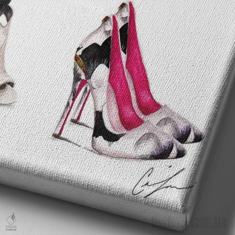 تابلو دکوراتیو بهشت کفش ها اثر کلر تامپسون - نمای نزدیک بافت بوم