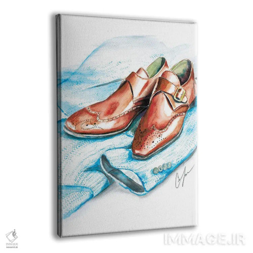تابلو دکوراتیو کفش و پارچه توئید اثر کلر تامپسون - نمای پرسپکتیو محصول