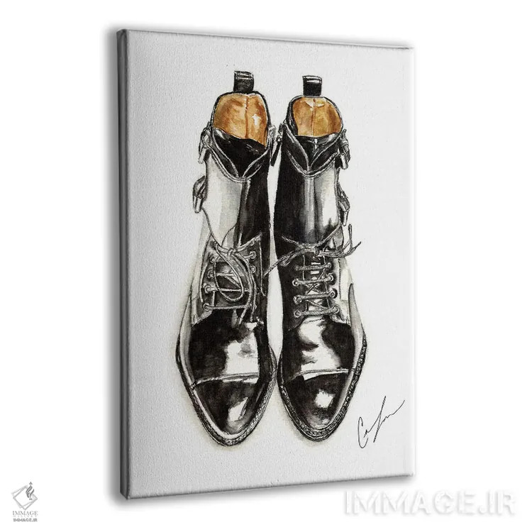 تابلو دکوراتیو چکمه های مشکی اثر کلر تامپسون - نمای پرسپکتیو محصول