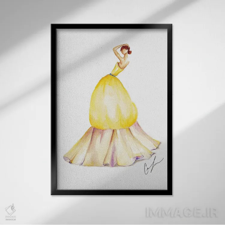 تابلو دکوراتیو لاله زرد اثر کلر تامپسون - نمای قابدار مشکی