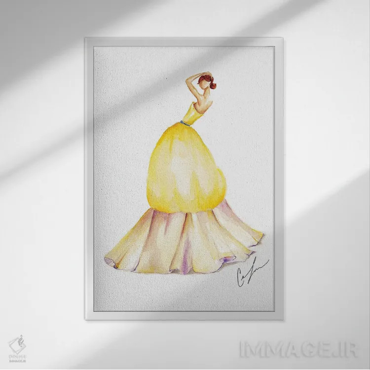 تابلو دکوراتیو لاله زرد اثر کلر تامپسون - نمای قابدار سفید