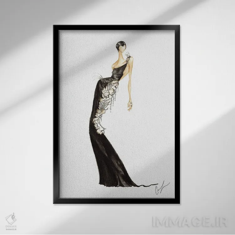 تابلو مینیمال نور سیاه ۱ اثر کلر تامپسون - نمای قابدار مشکی