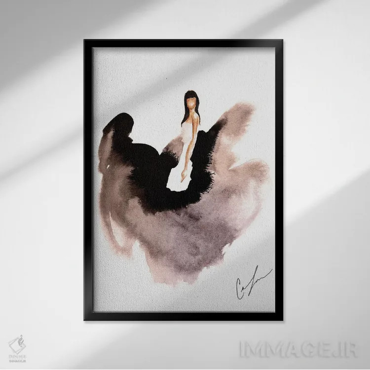 تابلو مدرن قوی سیاه اثر کلر تامپسون - نمای قابدار مشکی