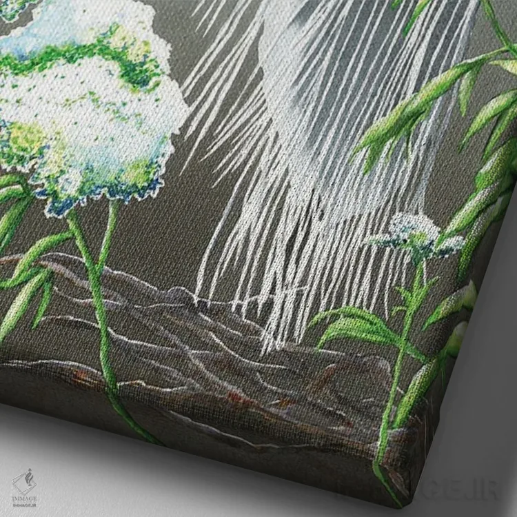 تابلو دکوراتیو ظرافت سفید اثر کریستین ریشو - نمای نزدیک بافت بوم