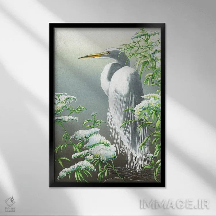 تابلو دکوراتیو ظرافت سفید اثر کریستین ریشو - نمای قابدار مشکی