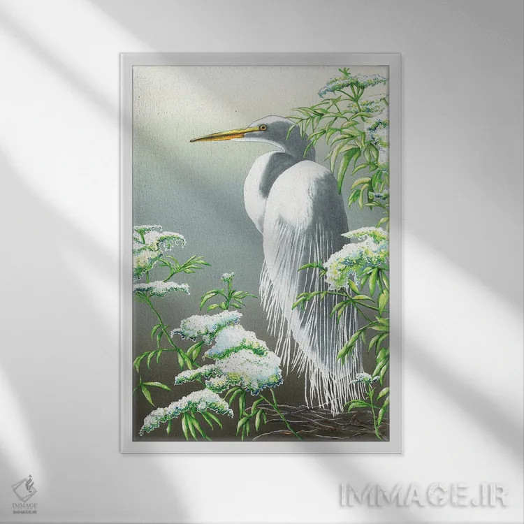 تابلو دکوراتیو ظرافت سفید اثر کریستین ریشو - نمای قابدار سفید