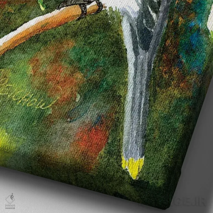 تابلو دکوراتیو سدار واکس وینگ اثر کریستین ریشو - نمای نزدیک بافت بوم