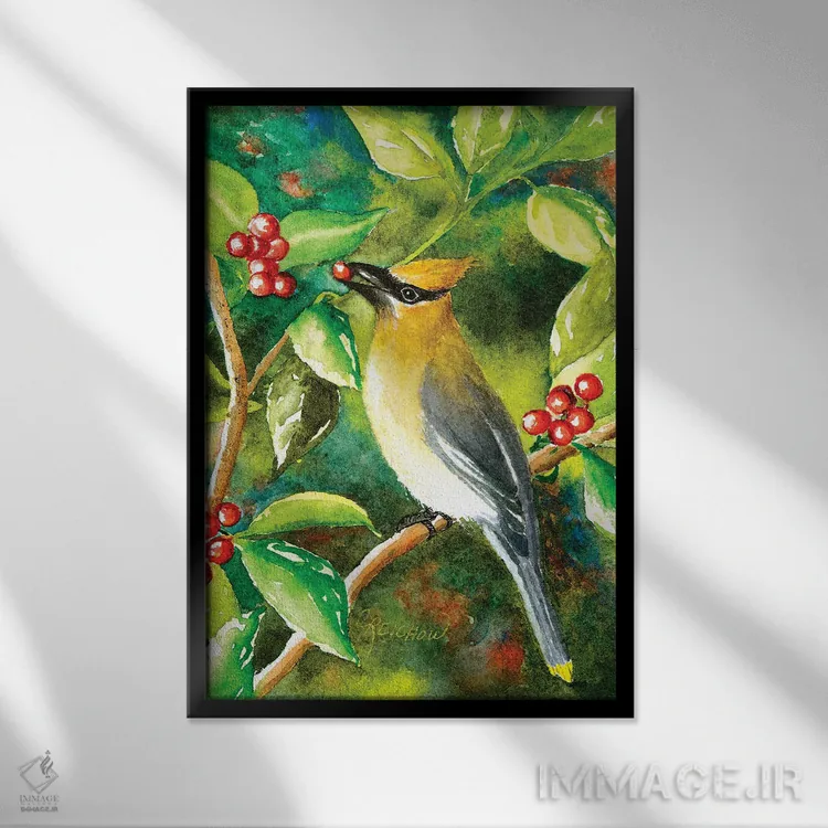 تابلو دکوراتیو سدار واکس وینگ اثر کریستین ریشو - نمای قابدار مشکی