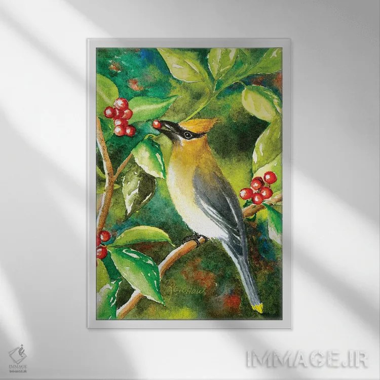 تابلو دکوراتیو سدار واکس وینگ اثر کریستین ریشو - نمای قابدار سفید