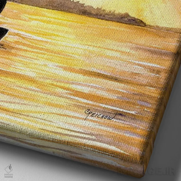 تابلو دکوراتیو بهشت ماهیگیران اثر کریستین ریشو - نمای نزدیک بافت بوم