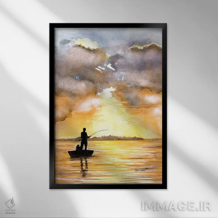 تابلو دکوراتیو بهشت ماهیگیران اثر کریستین ریشو - نمای قابدار مشکی