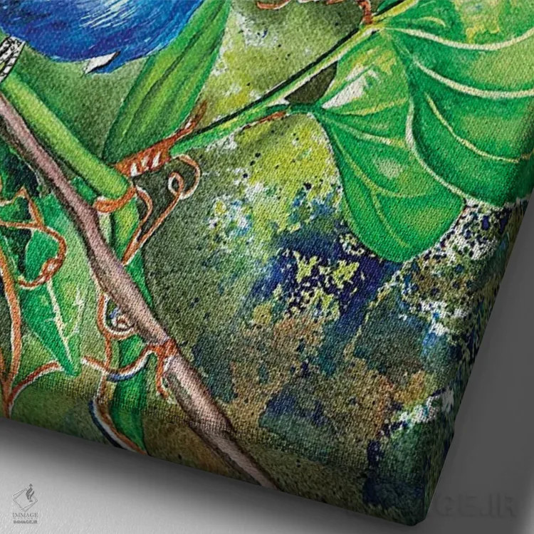 تابلو دکوراتیو ایندیگو بانتینگ اثر کریستین ریشو - نمای نزدیک بافت بوم