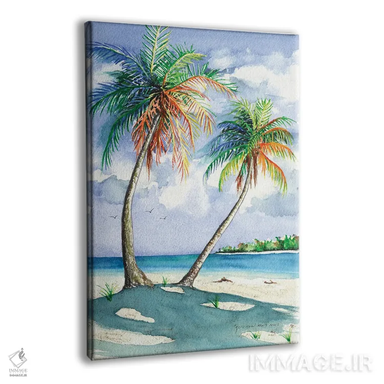 تابلو دکوراتیو سایه نخل ها اثر کریستین ریشو - نمای پرسپکتیو محصول